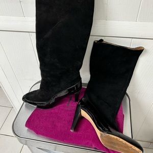 Patent leather and suede tall boots size 10m. Elegant boots for all outfits.
